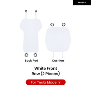 テスラ モデル3Y ハイランド ジュニパー 2021-2025 シートカバー 新型アイスシュレッド クッション 通気性 防汗 四季対応シートカバー - Model Y White 2PCS