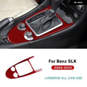 メルセデス ベンツ SLK R171 2004 - 10 車用 セントラ ル コントロール ギア シフト リアルソフトカーボン トリム ステッカー - Red LHD RHD