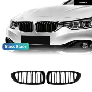 M4 スタイル フロントキドニー グリル グリル ダブルスラット BMW 4シリーズ F32 F33 F36 F82 F83 2013-2020 420I 428I 430I 435I 440I 418D - Gloss Black