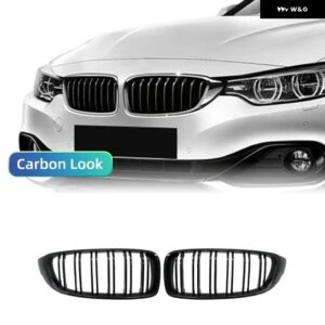 M4 スタイル フロントキドニー グリル グリル ダブルスラット BMW 4シリーズ F32 F33 F36 F82 F83 2013-2020 420I 428I 430I 435I 440I 418D - Carbon Look