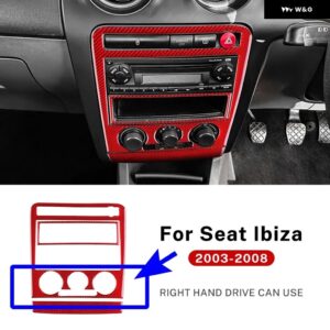 LHD RHD 車用 セントラ ル コントロール AC/CD パネル シート イビサ リアルソフトカーボン ステッカー 2003 - 08 アクセサリー - Type A RHD Red