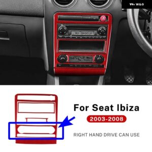 LHD RHD 車用 セントラ ル コントロール AC/CD パネル シート イビサ リアルソフトカーボン ステッカー 2003 - 08 アクセサリー - Type B RHD Red