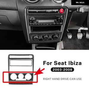 LHD RHD 車用 セントラ ル コントロール AC/CD パネル シート イビサ リアルソフトカーボン ステッカー 2003 - 08 アクセサリー - Type A RHD Black