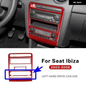 車用 セントラ ル コントロール AC/CD パネル シート イビサ リアルソフトカーボン ステッカー 2003 - 08 LHD RHD アクセサリー - Type B LHD Red