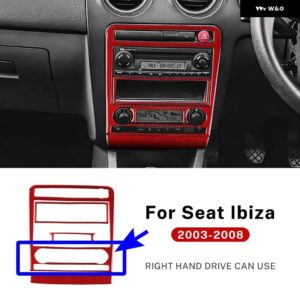 車用 セントラ ル コントロール AC/CD パネル シート イビサ リアルソフトカーボン ステッカー 2003 - 08 LHD RHD アクセサリー - Type B RHD Red