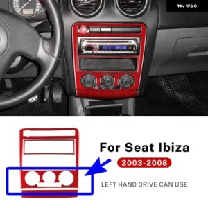 車用 セントラ ル コントロール AC/CD パネル シート イビサ リアルソフトカーボン ステッカー 2003 - 08 LHD RHD アクセサリー - Type A LHD Red