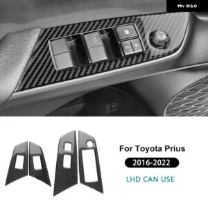 トヨタ プリウス 2016 - 22 LHD RHD カーウィンドウリフト ボタン スイッチ パネル トリム リアルソフトカーボン - LHD-Black