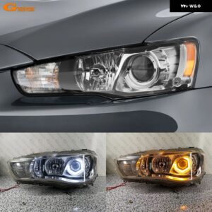 三菱 ランサー 10 X EVO 超高輝度スイッチバックウィンカーコットンホワイト アンバー 六角LEDエンジェルアイハローリングライト - Only White