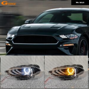 フォード マスタング 2018 - 21 超高輝度スイッチバックデイライトウィンカーコットン六角LEDエンジェルアイキット ハローリング - Only White