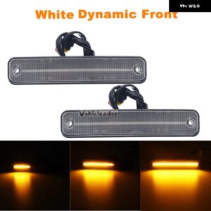 2/4個 フロント リア LED サイドマーカーリピーターライト 流れるサイド ウィンカーライト インジケーター ランプ ハマー H2 2003-2009 - White Dynamic Front