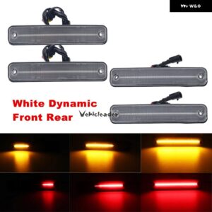 2/4個 フロント リア LED サイドマーカーリピーターライト 流れるサイド ウィンカーライト インジケーター ランプ ハマー H2 2003-2009 - White Dynamic F R