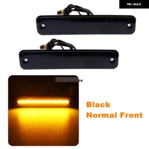 2/4個 フロント リア LED サイドマーカーリピーターライト 流れるサイド ウィンカーライト インジケーター ランプ ハマー H2 2003-2009 - Black Normal Front