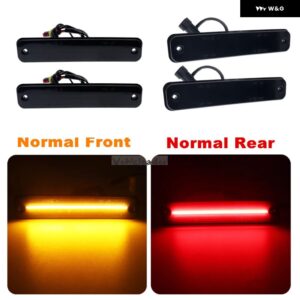 2/4個 フロント リア LED サイドマーカーリピーターライト 流れるサイド ウィンカーライト インジケーター ランプ ハマー H2 2003-2009 - Black Normal F R
