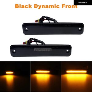 2/4個 フロント リア LED サイドマーカーリピーターライト 流れるサイド ウィンカーライト インジケーター ランプ ハマー H2 2003-2009 - Black Dynamic Front
