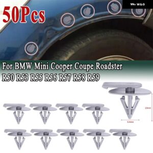50個 BMW ミニ クーパー R50 R53 R56 R58 クラブマン R55 カブリオ R52 R57 ロードスター 車 外装 フェンダー ホイール トリム パネル アーチ カバー - 50Pcs White