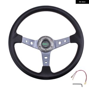 14インチ 350MM 汎用 レーシング ドリフト ステアリングホイール アルミ PU カー スポーツ ステアリングホイール カーアクセサリー RS-STW020-TP - Grey