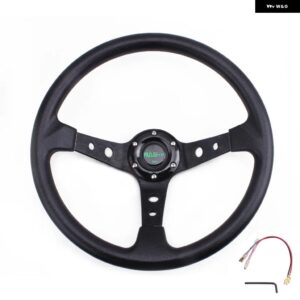 14インチ 350MM 汎用 レーシング ドリフト ステアリングホイール アルミ PU カー スポーツ ステアリングホイール カーアクセサリー RS-STW020-TP - black