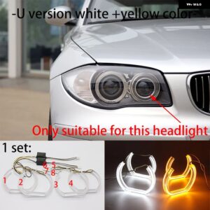 4X 明 付きスイッチバック DTM スタイル ライト LED エンジェルアイ デュアルカラー BMW 1シリーズ E82 E88 E87 E81 2004-2012 - 1.　U　　white　yellow