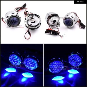 SINOLYN 2.5インチ バイ キセノン プロジェクターレンズ H7 H4 ヘッドライト ブルーコーティング ハニカムデビルアイズ カー ヘッドランプ カーアクセサリー - With Blue Devil Eyes