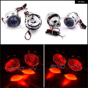 SINOLYN 2.5インチ バイ キセノン プロジェクターレンズ H7 H4 ヘッドライト ブルーコーティング ハニカムデビルアイズ カー ヘッドランプ カーアクセサリー - With Red Devil Eyes