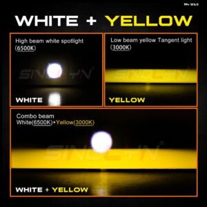 SINOLYN 12V 24V バイLED フォグランプ LEDスポットライト 汎用 フォグレンズ プロジェクター ホワイトイエロー 防水 カーライト カーアクセサリー - White-Yellow