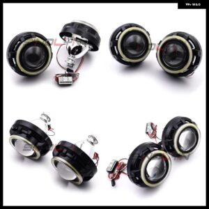 SINOLYN 3.0 エンジェルアイズ バイ キセノン レンズ ヘッドライト レンズ プロ HID プロジェクター RETROCOB LED ハローライト カーアクセサリー DIY - With Black Shrouds