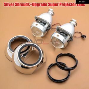 SINOLYN 2.5インチ バイ キセノン レンズ ヘッドライト H7 H4 アイリスプロジェクター カーライト H1 HIDレンズ ヘッドランプ カーアクセサリー - Silver Upgrade Super