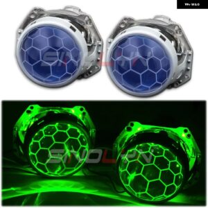 SINOLYNレンズ HELLA 3R G5 5R ヘッドライト バイ キセノン デビルアイズ HID プロジェクター ハニカム サッカーブルーレンズ RETROD1S D2S D3S D4S - With Green Devil