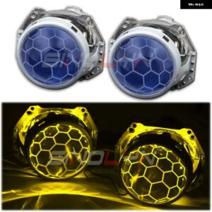 SINOLYNレンズ HELLA 3R G5 5R ヘッドライト バイ キセノン デビルアイズ HID プロジェクター ハニカム サッカーブルーレンズ RETROD1S D2S D3S D4S - With Yellow Devil