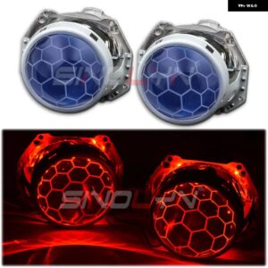 SINOLYNレンズ HELLA 3R G5 5R ヘッドライト バイ キセノン デビルアイズ HID プロジェクター ハニカム サッカーブルーレンズ RETROD1S D2S D3S D4S - With Red Devil