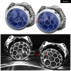 SINOLYNレンズ HELLA 3R G5 5R ヘッドライト バイ キセノン デビルアイズ HID プロジェクター ハニカム サッカーブルーレンズ RETROD1S D2S D3S D4S - With White Devil