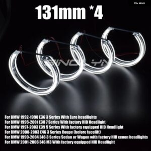 SINOLYN LED エンジェルアイズ ハローリング BMW 3 5シリーズ E46 M3/E39/E36/E38 ヘッドライト DRL アクリル DTM スタイル ライト ウィンカーライト - Only 131mm(W)