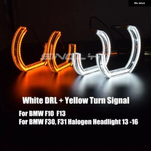 LEDエンジェルアイ BMW E92 E90 E60 F30 F31 E82 F10 F13 車用ライトアクセサリー チューニング ウィンカー ハロー 3D DTM LCI スタイル アクリル - White　Yellow　3
