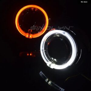 SINOLYN 3.0インチ バイ キセノン レンズ ヘッドライト H7 H4 エンジェルアイ ウィンカー H1 HID プロジェクター カーライト カーアクセサリー チューニング - White Yellow