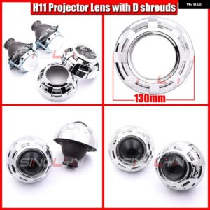 SINOLYN バイ キセノン プロジェクター ヘッドライト レンズ KOITO H11 LED/HID 3インチメタル KOITO Q5 レンズ 車 ヘッドライト 車ライトチューニング - With D Shrouds