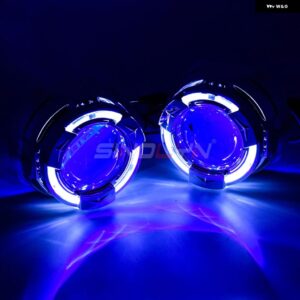 SINOLYN 3.0インチ バイ キセノン レンズ H7 H4 ヘッドライト エンジェルアイズ DRL プロジェクター カーライト H1 レンズ ランニングライト - With Blue Devil