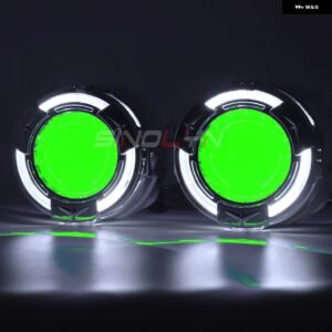 SINOLYN 3.0インチ バイ キセノン レンズ H7 H4 ヘッドライト エンジェルアイズ DRL プロジェクター カーライト H1 レンズ ランニングライト - With Green Devil