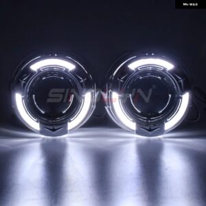 SINOLYN 3.0インチ バイ キセノン レンズ H7 H4 ヘッドライト エンジェルアイズ DRL プロジェクター カーライト H1 レンズ ランニングライト - Without Devil Eyes