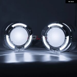 SINOLYN 3.0インチ バイ キセノン レンズ H7 H4 ヘッドライト エンジェルアイズ DRL プロジェクター カーライト H1 レンズ ランニングライト - With White Devil