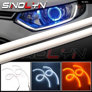 SINOLYN DRL LEDストリップウィンカー デイタイム ランニングライト カーライトホワイトイエロー ヘッドライト スイッチバック60 / 85CMカー - 60cm