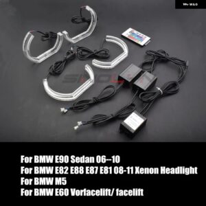SINOLYN DTM スタイル LED BMW F10 E90 E60 F30 E91 E92 E87 M4 RGBエンジェルアイDRL APPランプBLUETOOTH対応カーアクセサリー - model 1