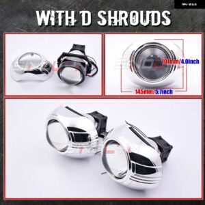 SINOLYN 3.0インチ バイLEDライト HELLA 3R G5 ヘッドライト プロジェクターレンズ エンジェルアイズ LEDレンズ 110W 6000K カーアクセサリー - With D Shrouds