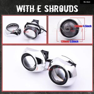 SINOLYN 3.0インチ バイLEDライト HELLA 3R G5 ヘッドライト プロジェクターレンズ エンジェルアイズ LEDレンズ 110W 6000K カーアクセサリー - With E Shrouds