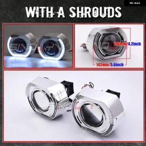 SINOLYN 3.0インチ バイLEDライト HELLA 3R G5 ヘッドライト プロジェクターレンズ エンジェルアイズ LEDレンズ 110W 6000K カーアクセサリー - With A Shrouds