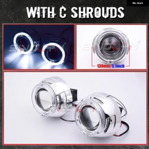 SINOLYN 3.0インチ バイLEDライト HELLA 3R G5 ヘッドライト プロジェクターレンズ エンジェルアイズ LEDレンズ 110W 6000K カーアクセサリー - With C Shrouds