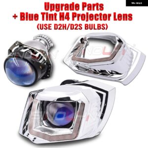 SINOLYN アップグレード キット VW POLO 6C 2014 ハロゲン ヘッドライト U LED DRL D2S D2H バイ キセノン プロジェクターレンズ ウィンカー HELLA 3R - With Blue H4 Lens