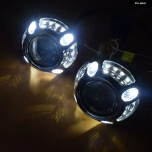 SINOLYN 2.5インチ バイ キセノン ヘッドライト プロジェクター 8.0 レンズ キット H4 H7 ヘッドライト レンズ エンジェルデビルアイレンズ カーアクセサリ - Only White