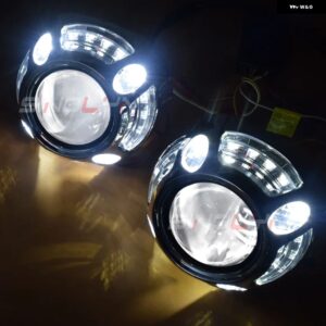 SINOLYN 2.5インチ バイ キセノン ヘッドライト プロジェクター 8.0 レンズ キット H4 H7 ヘッドライト レンズ エンジェルデビルアイレンズ カーアクセサリ - White-White