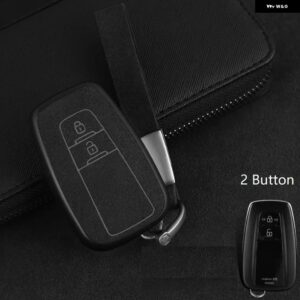 プラスチック +レザー 車キーケース カバー シェル トヨタ CHR C-HR プラド プリウス カムリ カローラ RAV4 2017 2018 2019 アクセサリー - 2Button black