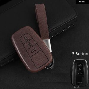 プラスチック +レザー 車キーケース カバー シェル トヨタ CHR C-HR プラド プリウス カムリ カローラ RAV4 2017 2018 2019 アクセサリー - 3Button brown